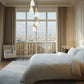 Z-Lite Aimie 5-Light Candelabra Bulb Base Modern Gold Steel Frame Feathered White Glass Shade Chandelier