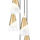 Z-Lite Aimie 5-Light Candelabra Bulb Base Modern Gold Steel Frame Feathered White Glass Shade Chandelier