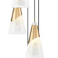 Z-Lite Aimie 5-Light Candelabra Bulb Base Modern Gold Steel Frame Feathered White Glass Shade Chandelier