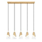 Z-Lite Aimie 5-Light Candelabra Bulb Base Modern Gold Steel Frame Feathered Whitel Glass Shade Linear Chandelier