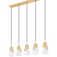 Z-Lite Aimie 5-Light Candelabra Bulb Base Modern Gold Steel Frame Feathered Whitel Glass Shade Linear Chandelier