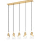 Z-Lite Aimie 5-Light Candelabra Bulb Base Modern Gold Steel Frame Feathered Whitel Glass Shade Linear Chandelier