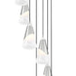 Z-Lite Aimie 7-Light Candelabra Bulb Base Brushed Nickel Steel Frame Feathered White Glass Shade Chandelier
