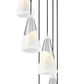 Z-Lite Aimie 7-Light Candelabra Bulb Base Brushed Nickel Steel Frame Feathered White Glass Shade Chandelier