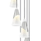 Z-Lite Aimie 7-Light Candelabra Bulb Base Brushed Nickel Steel Frame Feathered White Glass Shade Chandelier