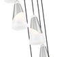 Z-Lite Aimie 7-Light Candelabra Bulb Base Brushed Nickel Steel Frame Feathered White Glass Shade Chandelier