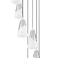 Z-Lite Aimie 7-Light Candelabra Bulb Base Brushed Nickel Steel Frame Feathered White Glass Shade Chandelier