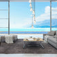 Z-Lite Aimie 7-Light Candelabra Bulb Base Brushed Nickel Steel Frame Feathered White Glass Shade Chandelier