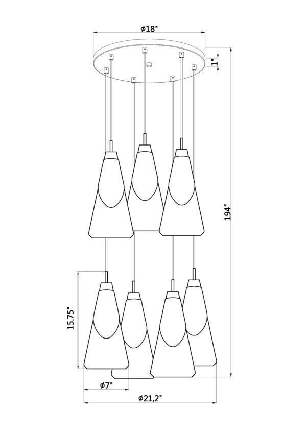 Z-Lite Aimie 7-Light Candelabra Bulb Base Matte Black Steel Frame Feathered White Glass Shade Chandelier