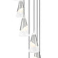 Z-Lite Aimie 7-Light Candelabra Bulb Base Brushed Nickel Steel Frame Feathered White Glass Shade Chandelier