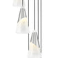 Z-Lite Aimie 7-Light Candelabra Bulb Base Brushed Nickel Steel Frame Feathered White Glass Shade Chandelier