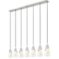 Z-Lite Aimie 7-Light Candelabra Bulb Base Brushed Nickel Steel Frame Feathered White Glass Shade Linear Chandelier