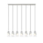 Z-Lite Aimie 7-Light Candelabra Bulb Base Brushed Nickel Steel Frame Feathered White Glass Shade Linear Chandelier