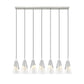 Z-Lite Aimie 7-Light Candelabra Bulb Base Brushed Nickel Steel Frame Feathered White Glass Shade Linear Chandelier