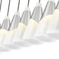 Z-Lite Aimie 7-Light Candelabra Bulb Base Brushed Nickel Steel Frame Feathered White Glass Shade Linear Chandelier