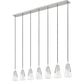 Z-Lite Aimie 7-Light Candelabra Bulb Base Brushed Nickel Steel Frame Feathered White Glass Shade Linear Chandelier
