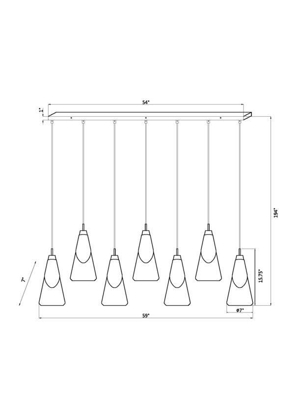 Z-Lite Aimie 7-Light Candelabra Bulb Base Matte Black Steel Frame Feathered White Glass Shade Linear Chandelier