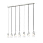 Z-Lite Aimie 7-Light Candelabra Bulb Base Brushed Nickel Steel Frame Feathered White Glass Shade Linear Chandelier