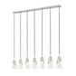 Z-Lite Aimie 7-Light Candelabra Bulb Base Brushed Nickel Steel Frame Feathered White Glass Shade Linear Chandelier