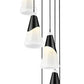 Z-Lite Aimie 7-Light Candelabra Bulb Base Matte Black Steel Frame Feathered White Glass Shade Chandelier