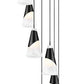 Z-Lite Aimie 7-Light Candelabra Bulb Base Matte Black Steel Frame Feathered White Glass Shade Chandelier