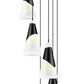 Z-Lite Aimie 7-Light Candelabra Bulb Base Matte Black Steel Frame Feathered White Glass Shade Chandelier