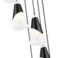 Z-Lite Aimie 7-Light Candelabra Bulb Base Matte Black Steel Frame Feathered White Glass Shade Chandelier