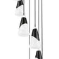 Z-Lite Aimie 7-Light Candelabra Bulb Base Matte Black Steel Frame Feathered White Glass Shade Chandelier