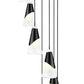 Z-Lite Aimie 7-Light Candelabra Bulb Base Matte Black Steel Frame Feathered White Glass Shade Chandelier