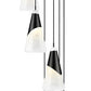 Z-Lite Aimie 7-Light Candelabra Bulb Base Matte Black Steel Frame Feathered White Glass Shade Chandelier