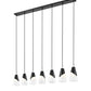Z-Lite Aimie 7-Light Candelabra Bulb Base Matte Black Steel Frame Feathered White Glass Shade Linear Chandelier