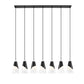 Z-Lite Aimie 7-Light Candelabra Bulb Base Matte Black Steel Frame Feathered White Glass Shade Linear Chandelier