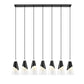 Z-Lite Aimie 7-Light Candelabra Bulb Base Matte Black Steel Frame Feathered White Glass Shade Linear Chandelier