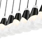 Z-Lite Aimie 7-Light Candelabra Bulb Base Matte Black Steel Frame Feathered White Glass Shade Linear Chandelier