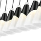 Z-Lite Aimie 7-Light Candelabra Bulb Base Matte Black Steel Frame Feathered White Glass Shade Linear Chandelier