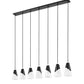 Z-Lite Aimie 7-Light Candelabra Bulb Base Matte Black Steel Frame Feathered White Glass Shade Linear Chandelier