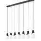 Z-Lite Aimie 7-Light Candelabra Bulb Base Matte Black Steel Frame Feathered White Glass Shade Linear Chandelier