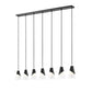 Z-Lite Aimie 7-Light Candelabra Bulb Base Matte Black Steel Frame Feathered White Glass Shade Linear Chandelier