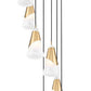 Z-Lite Aimie 7-Light Candelabra Bulb Base Modern Gold Steel Frame Feathered White Glass Shade Chandelier
