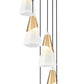 Z-Lite Aimie 7-Light Candelabra Bulb Base Modern Gold Steel Frame Feathered White Glass Shade Chandelier