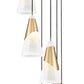 Z-Lite Aimie 7-Light Candelabra Bulb Base Modern Gold Steel Frame Feathered White Glass Shade Chandelier