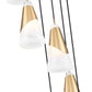 Z-Lite Aimie 7-Light Candelabra Bulb Base Modern Gold Steel Frame Feathered White Glass Shade Chandelier