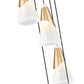 Z-Lite Aimie 7-Light Candelabra Bulb Base Modern Gold Steel Frame Feathered White Glass Shade Chandelier