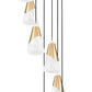 Z-Lite Aimie 7-Light Candelabra Bulb Base Modern Gold Steel Frame Feathered White Glass Shade Chandelier