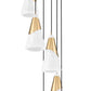 Z-Lite Aimie 7-Light Candelabra Bulb Base Modern Gold Steel Frame Feathered White Glass Shade Chandelier