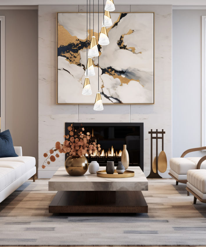 Z-Lite Aimie 7-Light Candelabra Bulb Base Modern Gold Steel Frame Feathered White Glass Shade Chandelier