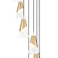Z-Lite Aimie 7-Light Candelabra Bulb Base Modern Gold Steel Frame Feathered White Glass Shade Chandelier