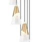 Z-Lite Aimie 7-Light Candelabra Bulb Base Modern Gold Steel Frame Feathered White Glass Shade Chandelier