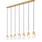Z-Lite Aimie 7-Light Candelabra Bulb Base Modern Gold Steel Frame Feathered White Glass Shade Linear Chandelier
