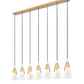 Z-Lite Aimie 7-Light Candelabra Bulb Base Modern Gold Steel Frame Feathered White Glass Shade Linear Chandelier